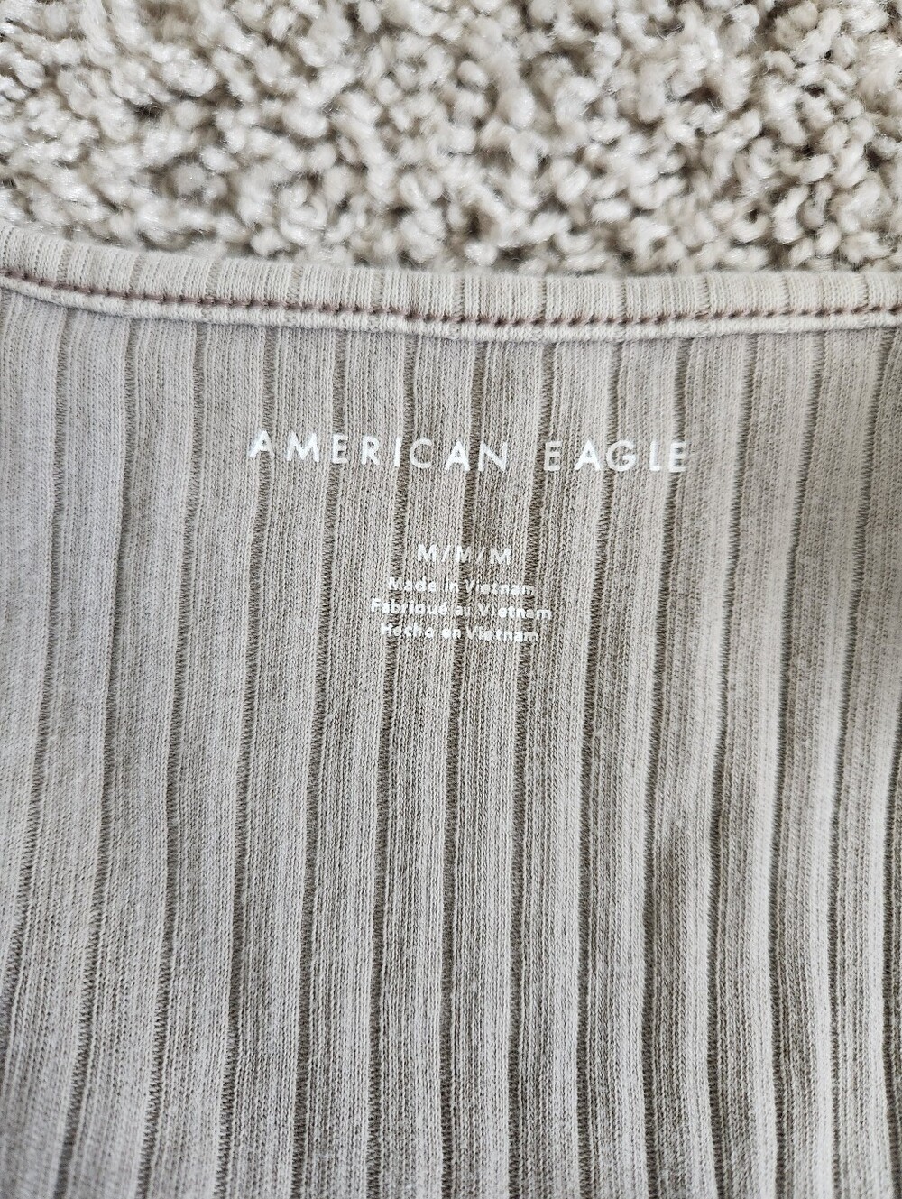 American Eagle Ribbed Notch Tank Tops Size Medium In Taupe - Picture 4 of 7